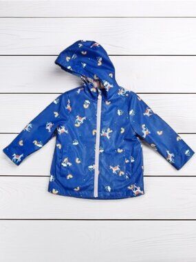 Joules Blue Unicorn Raindance Waterproof Coat Size 3Y